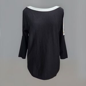 Cable & Gauge Black Dolman Sleeve Sweater With Gold Button Accents Size Small